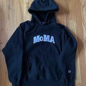MOMA Museum of Modern Art x Champion Reverse Weave Hoodie Sweatshirt Black Sz S